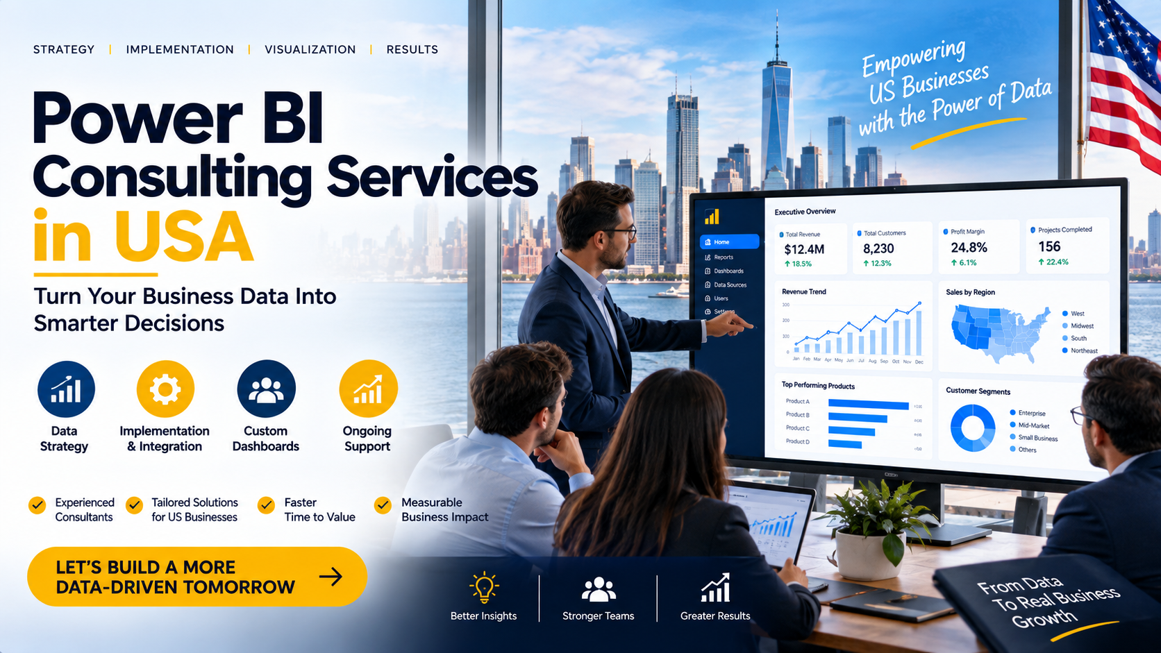 Power BI Consulting Services in USA: Services, Costs, Benefits & How to Choose the Right Partner